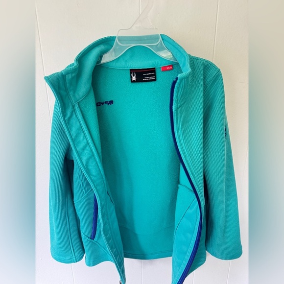 🕷️❄️ Spyder Kids Performance Fleece Jacket | Size S 7-8 | Aqua Teal - Picture 6 of 8